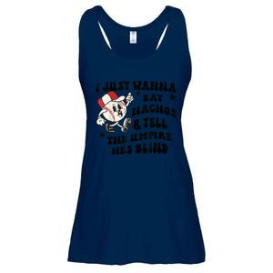 Baseball I Just Wanna Eat Nachos Tell The Umpire He's Blind Ladies Essential Flowy Tank