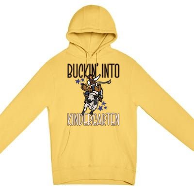 Buckin Into Kindergarten Back To School Cowboy Western Premium Pullover Hoodie