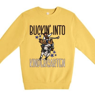 Buckin Into Kindergarten Back To School Cowboy Western Premium Crewneck Sweatshirt