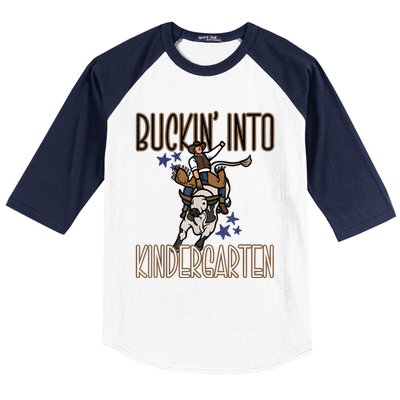 Buckin Into Kindergarten Back To School Cowboy Western Baseball Sleeve Shirt