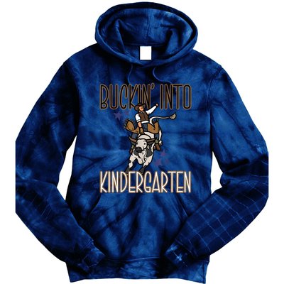 Buckin Into Kindergarten Back To School Cowboy Western Tie Dye Hoodie