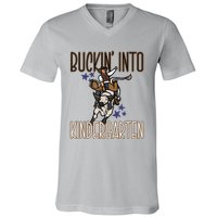 Buckin Into Kindergarten Back To School Cowboy Western V-Neck T-Shirt