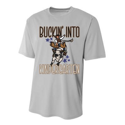 Buckin Into Kindergarten Back To School Cowboy Western Performance Sprint T-Shirt