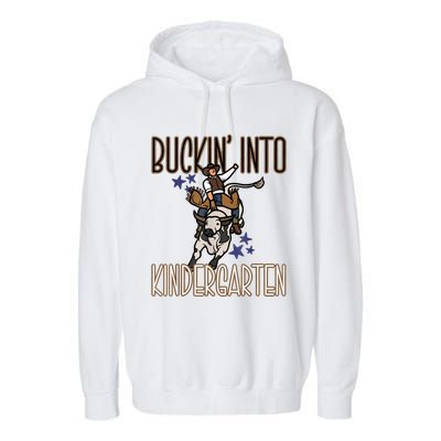 Buckin Into Kindergarten Back To School Cowboy Western Garment-Dyed Fleece Hoodie