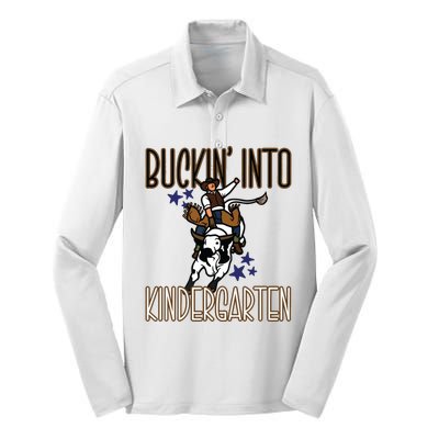 Buckin Into Kindergarten Back To School Cowboy Western Silk Touch Performance Long Sleeve Polo