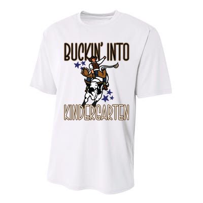 Buckin Into Kindergarten Back To School Cowboy Western Performance Sprint T-Shirt