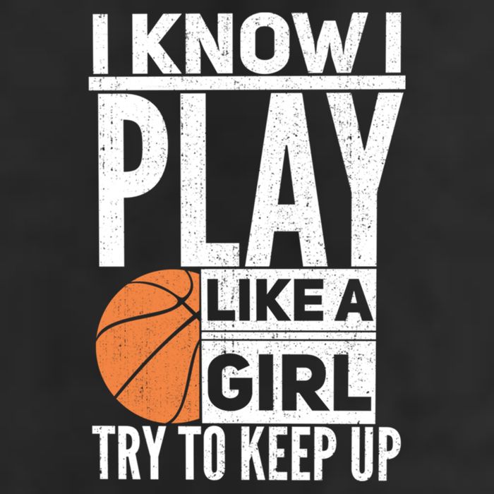 Basketball I Know I Play Like A Try To Keep Up Gift 7 Panel Mesh Trucker Snapback Hat