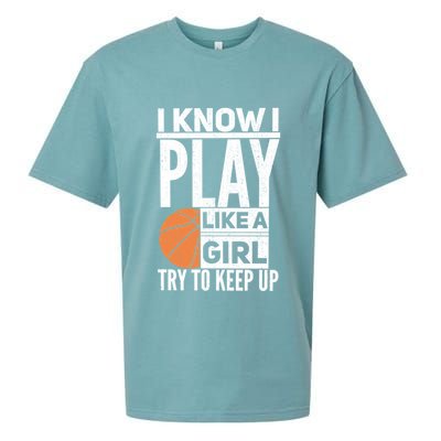 Basketball I Know I Play Like A Try To Keep Up Gift Sueded Cloud Jersey T-Shirt