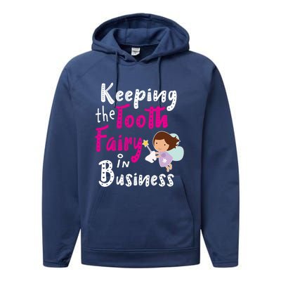 Best Im Keeping The Tooth Fairy Busy Gift Performance Fleece Hoodie