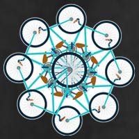 Bike Cycling Pattern 7 Panel Mesh Trucker Snapback Hat