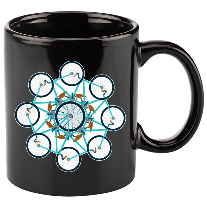 Bike Cycling Pattern 11oz C Handle Ceramic Mug