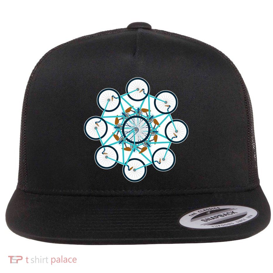 Bike Cycling Pattern Flat Bill Trucker Hat