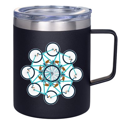 Bike Cycling Pattern 12oz Stainless Steel Coffee Mug