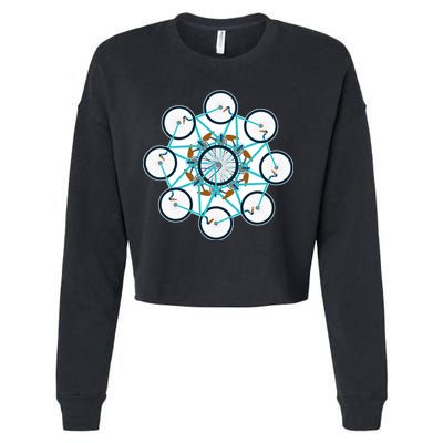 Bike Cycling Pattern Cropped Pullover Crew