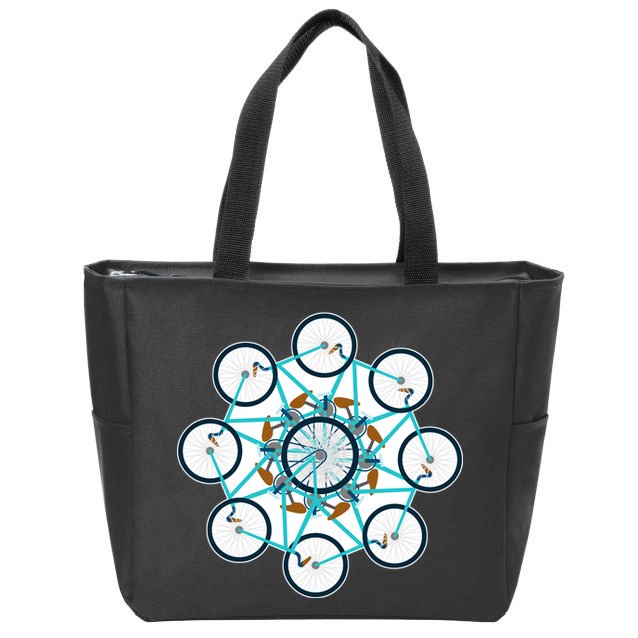 Bike Cycling Pattern Zip Tote Bag