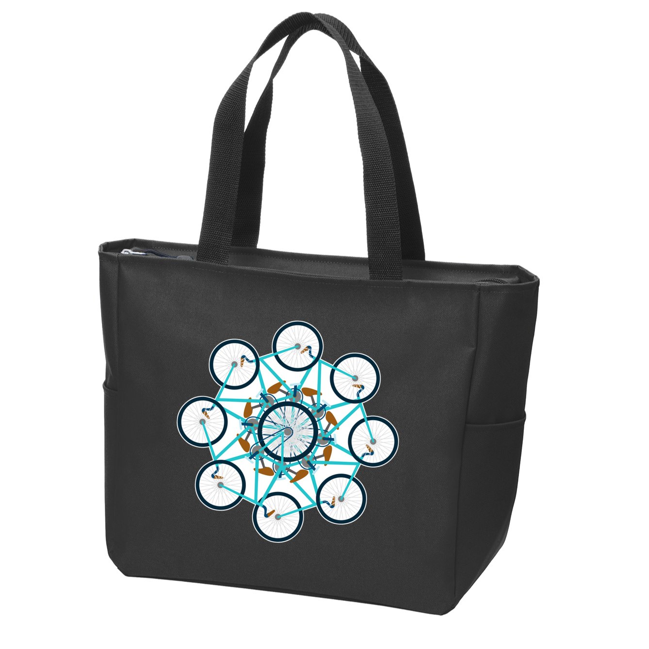 Bike Cycling Pattern Zip Tote Bag