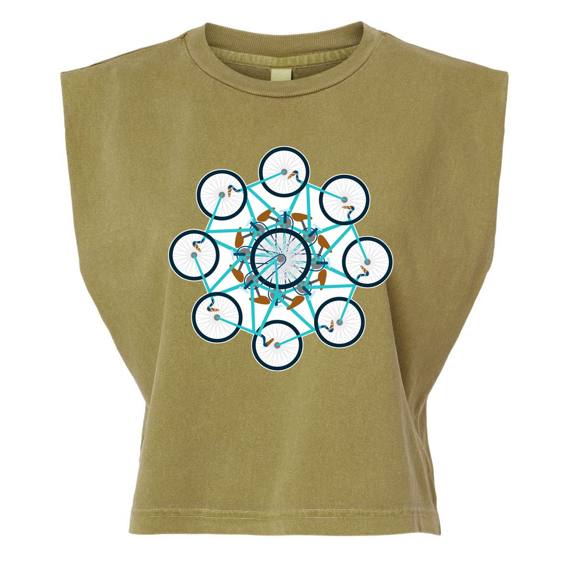 Bike Cycling Pattern Garment-Dyed Women's Muscle Tee