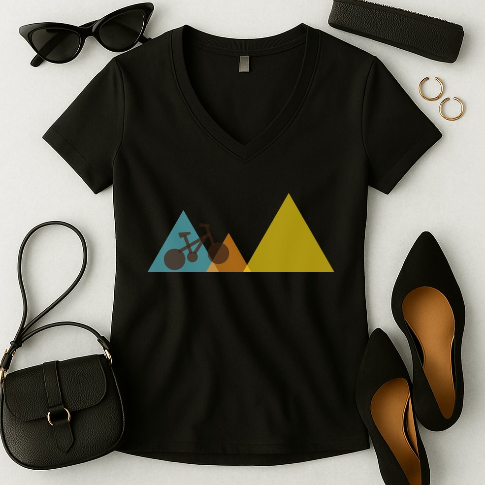 Bike Mountain Simple Logo Women's V-Neck T-Shirt