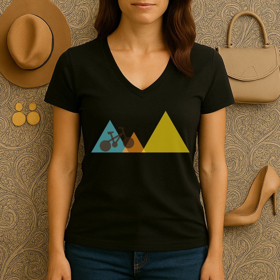 Bike Mountain Simple Logo Women's V-Neck T-Shirt
