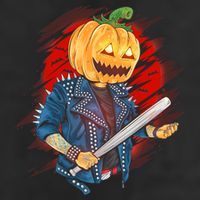 Biker Pumpkin Cool Halloween 7 Panel Mesh Trucker Snapback Hat