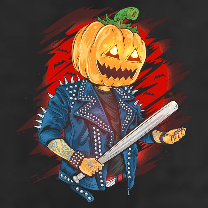 Biker Pumpkin Cool Halloween 7 Panel Mesh Trucker Snapback Hat