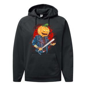 Biker Pumpkin Cool Halloween Performance Fleece Hoodie