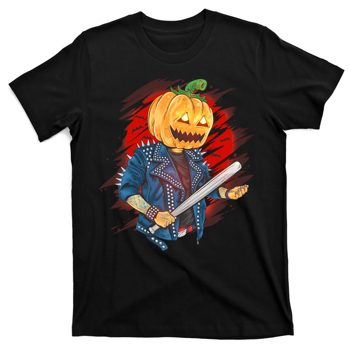 Biker Pumpkin Cool Halloween T-Shirt