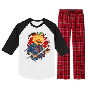 Biker Pumpkin Cool Halloween Raglan Sleeve Pajama Set