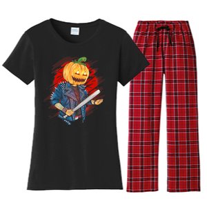 Biker Pumpkin Cool Halloween Women's Flannel Pajama Set