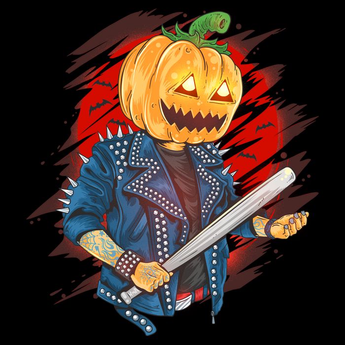 Biker Pumpkin Cool Halloween Polo
