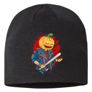 Biker Pumpkin Cool Halloween Sustainable Beanie