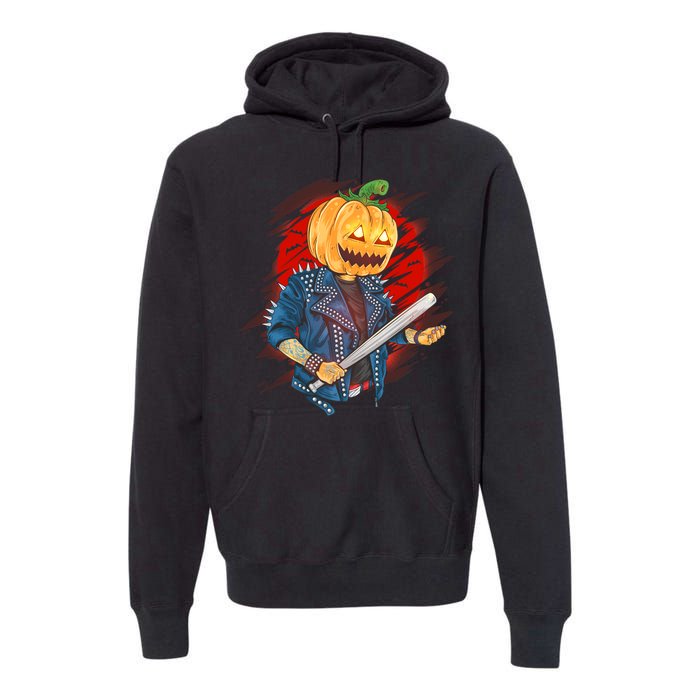 Biker Pumpkin Cool Halloween Premium Hoodie