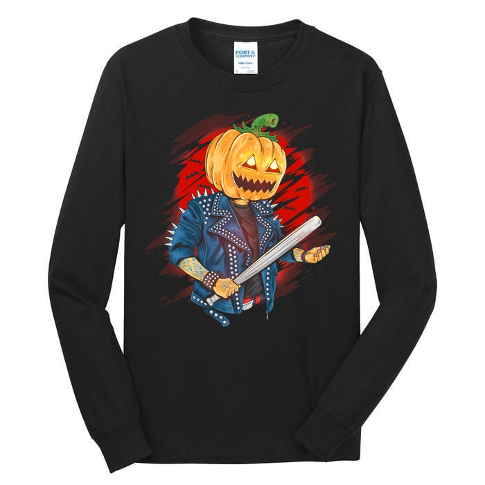 Biker Pumpkin Cool Halloween Tall Long Sleeve T-Shirt