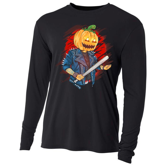 Biker Pumpkin Cool Halloween Cooling Performance Long Sleeve Crew