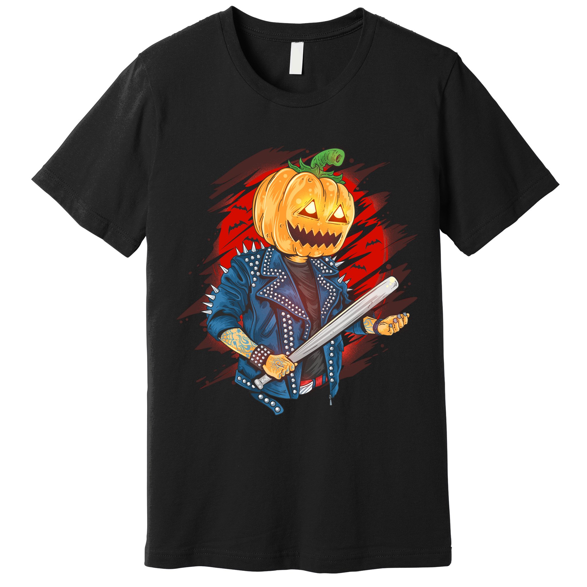 Biker Pumpkin Cool Halloween Premium T-Shirt