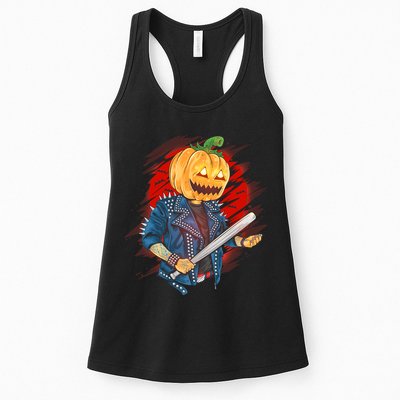 Biker Pumpkin Cool Halloween Womens Tank Top