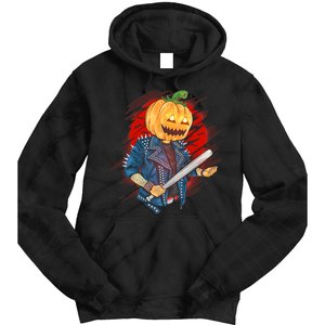 Biker Pumpkin Cool Halloween Tie Dye Hoodie