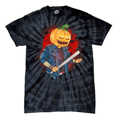 Biker Pumpkin Cool Halloween Tie-Dye T-Shirt