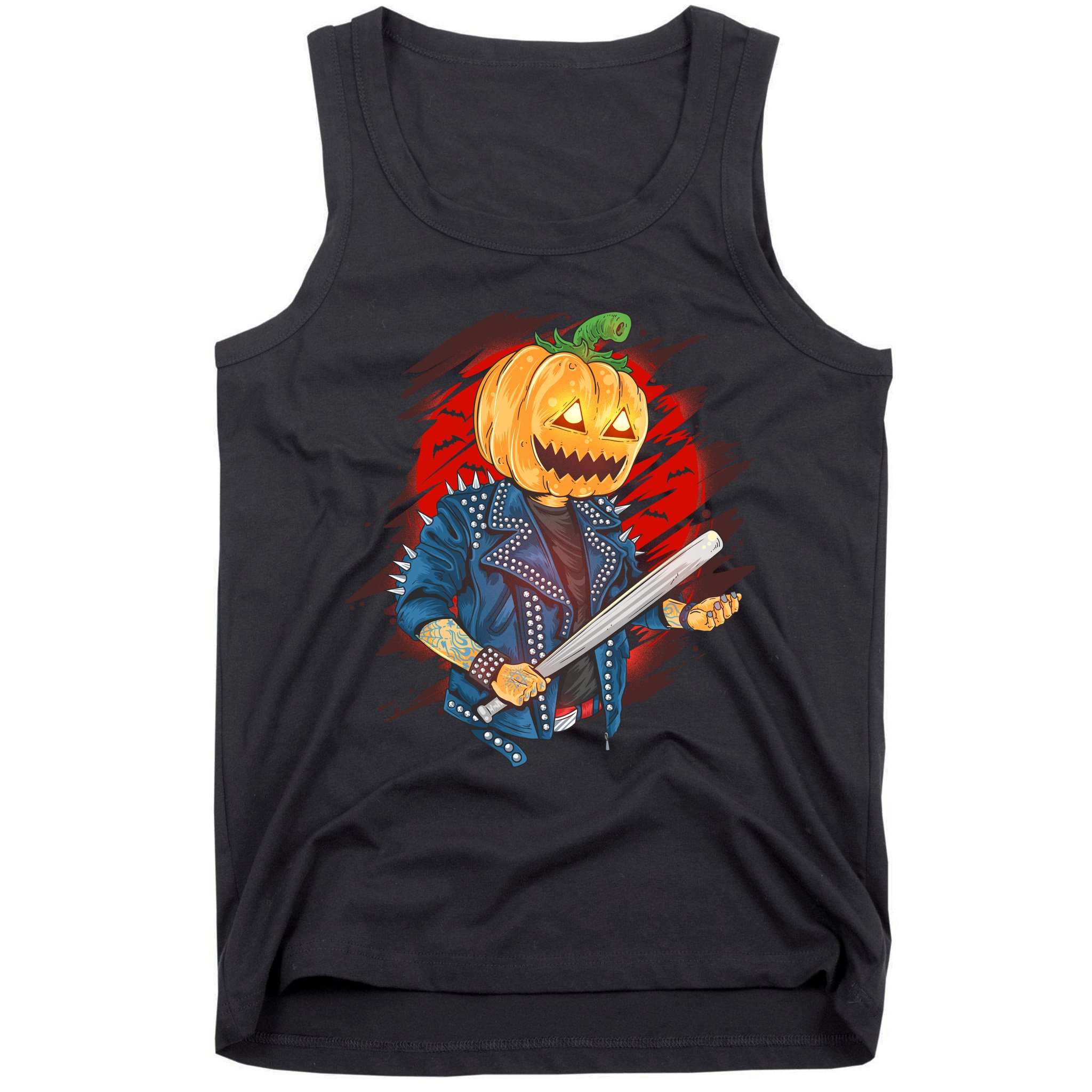 Biker Pumpkin Cool Halloween Tank Top