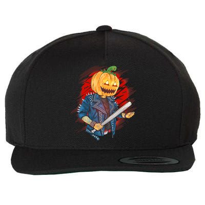 Biker Pumpkin Cool Halloween Wool Snapback Cap