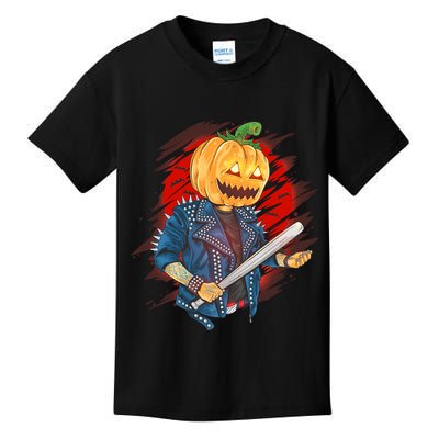 Biker Pumpkin Cool Halloween Kids T-Shirt