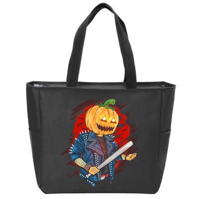 Biker Pumpkin Cool Halloween Zip Tote Bag