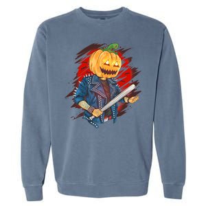 Biker Pumpkin Cool Halloween Garment-Dyed Sweatshirt