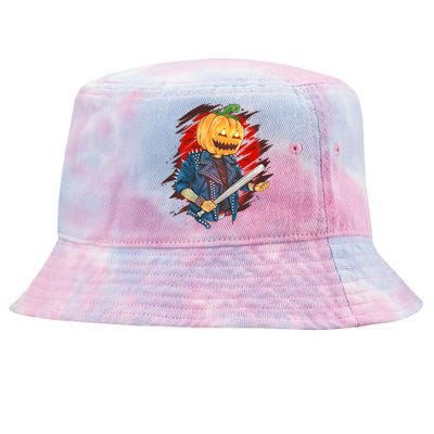 Biker Pumpkin Cool Halloween Tie-Dyed Bucket Hat