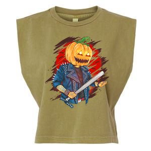 Biker Pumpkin Cool Halloween Garment-Dyed Women's Muscle Tee