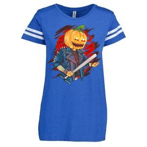 Biker Pumpkin Cool Halloween Enza Ladies Jersey Football T-Shirt