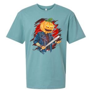 Biker Pumpkin Cool Halloween Sueded Cloud Jersey T-Shirt