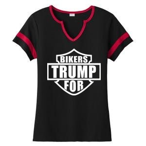 Bikers For Trump Ladies Halftime Notch Neck Tee