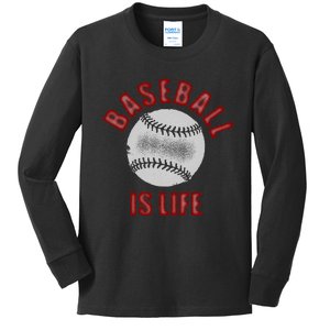 Baseball Is Life Kids Long Sleeve Shirt