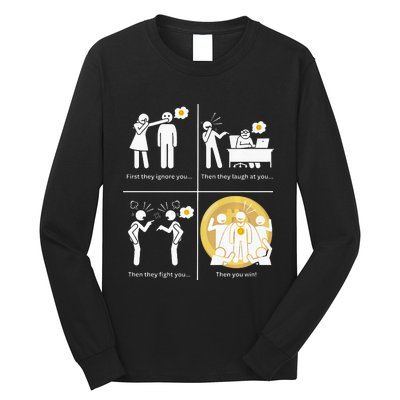 Bitcoin Ignore Laugh Fight And Win! Long Sleeve Shirt